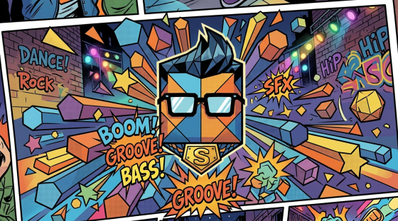 Cartoon character dancing energetically at a street dance battle surrounded by cheering crowd and colorful lights